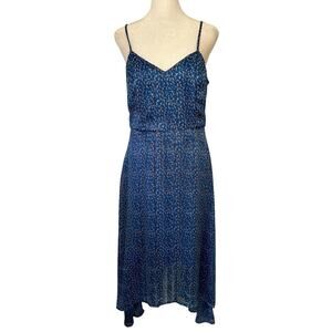 Lulu's Dreams of Love royal blue & red floral sleeveless midi dress size M